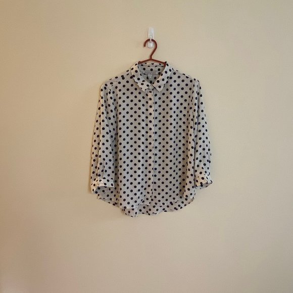3/4 Length Sleeve Polka Dot Blouse - Picture 1 of 3